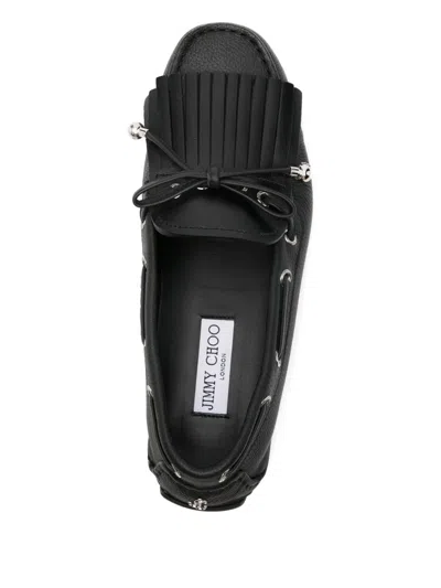 Jimmy Choo Tassel Leather Loafers In Black