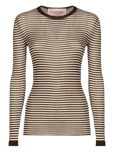Valentino Striped-pattern Long-sleeve T-shirt In Multi
