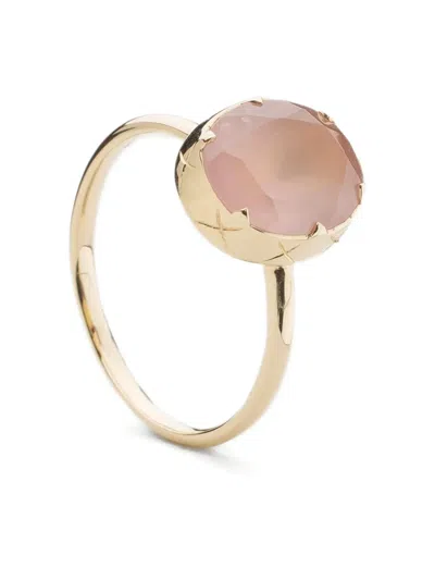 We By Whitebird 9k Yellow Gold Jelly Pink Quartz Ring