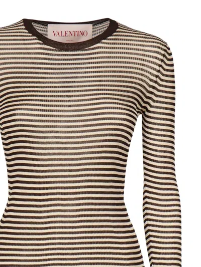 Valentino Striped-pattern Long-sleeve T-shirt In Multi