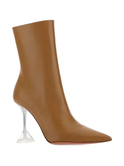 Amina Muaddi 100mm Giorgia Nappa Leather Pointed-toe Ankle Boots