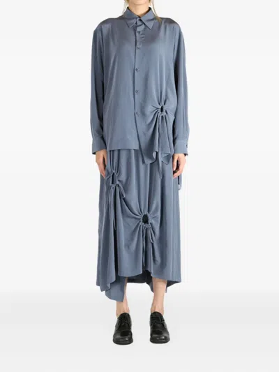 Y's Drawstring-detail Shirt In Blue