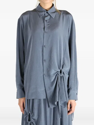 Y's Drawstring-detail Shirt In Blue