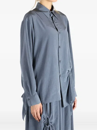 Y's Drawstring-detail Shirt In Blue