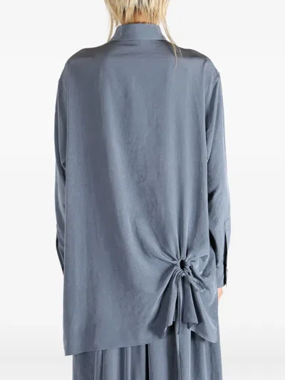 Y's Drawstring-detail Shirt In Blue