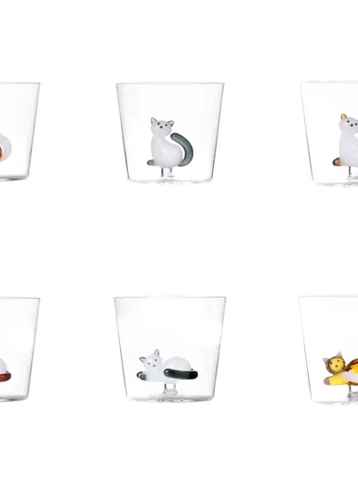 Ichendorf Milano Tabby Cat Tumblers (set Of Six) In Transparent