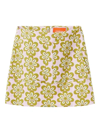 La Doublej Floral-print Cotton-blend Skirt In Multi