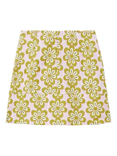 La Doublej Floral-print Cotton-blend Skirt In Multi