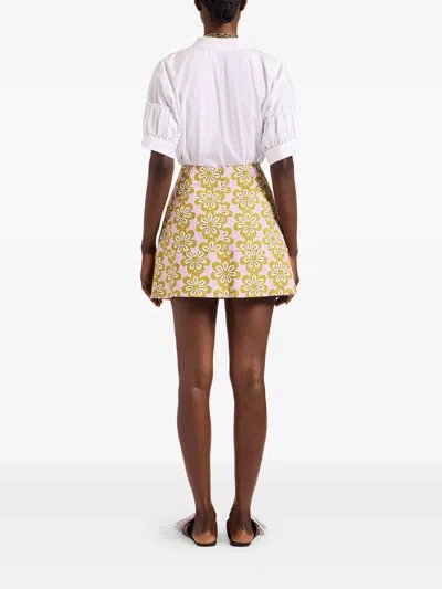 La Doublej Floral-print Cotton-blend Skirt In Multi