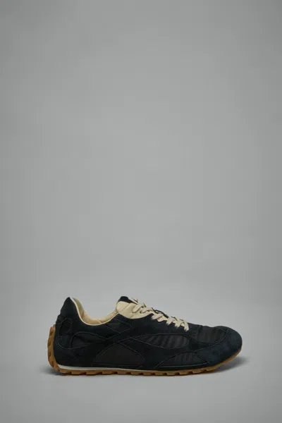 Bottega Veneta Black Suede And Nylon Orbit Flash Sneakers In Blue