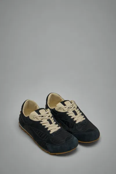 Bottega Veneta Black Suede And Nylon Orbit Flash Sneakers In Blue