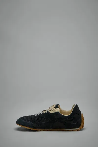 Bottega Veneta Black Suede And Nylon Orbit Flash Sneakers In Blue
