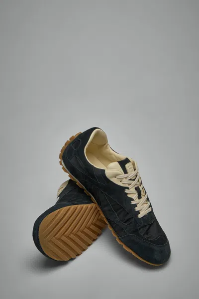 Bottega Veneta Black Suede And Nylon Orbit Flash Sneakers In Blue
