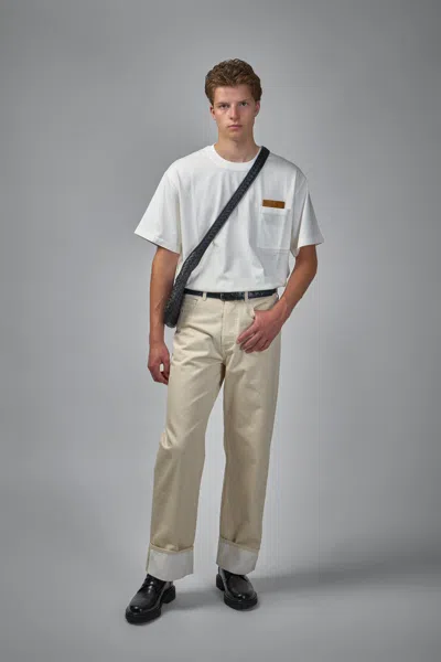 Bottega Veneta Pima Cotton T-shirt With Suede Patch In White