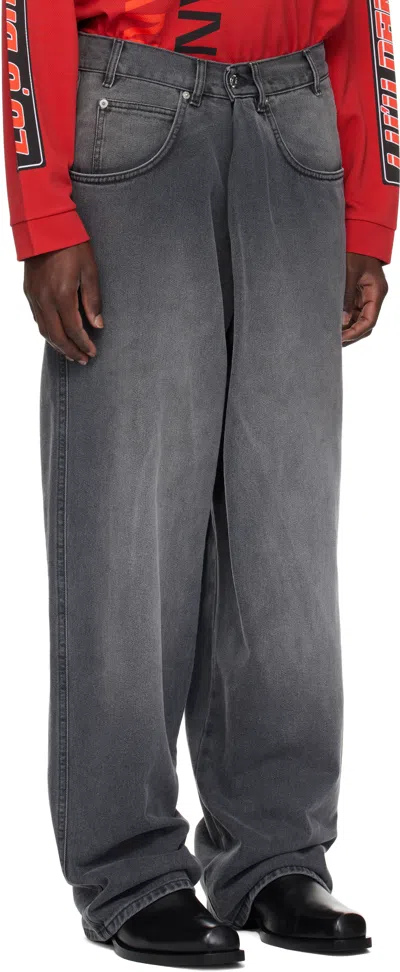 Lu'u Dan Gray Wadded Stack Jeans In Black