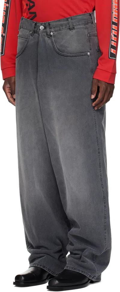 Lu'u Dan Gray Wadded Stack Jeans In Black