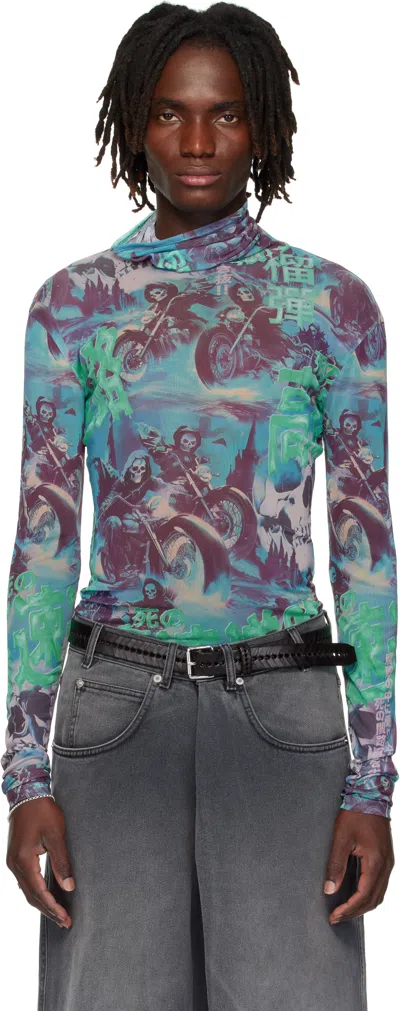 Lu'u Dan Multicolor Masked Mesh Turtleneck In Multi