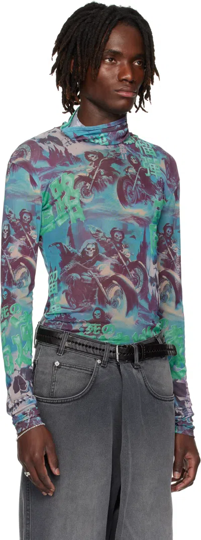 Lu'u Dan Multicolor Masked Mesh Turtleneck In Multi