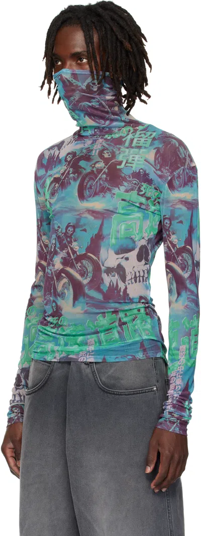 Lu'u Dan Multicolor Masked Mesh Turtleneck In Multi