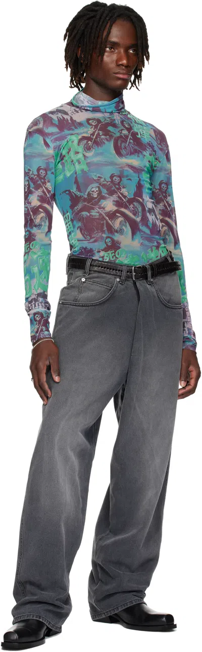 Lu'u Dan Multicolor Masked Mesh Turtleneck In Multi