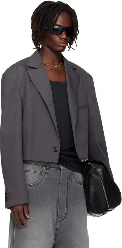 Lu'u Dan Gray Slashed Blazer In Black