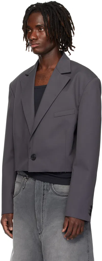 Lu'u Dan Gray Slashed Blazer In Black