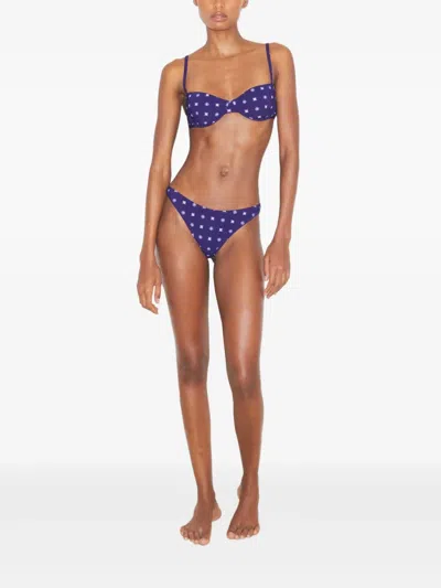 Tory Burch Geometric-pattern Bikini Bottoms In Blue