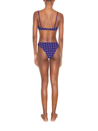 Tory Burch Geometric-pattern Bikini Bottoms In Blue