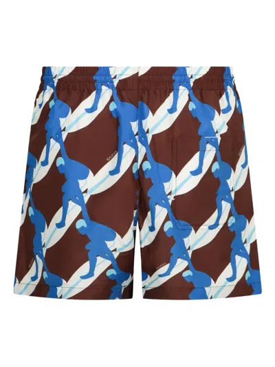 Gucci Printed Swim Shorts In Multi