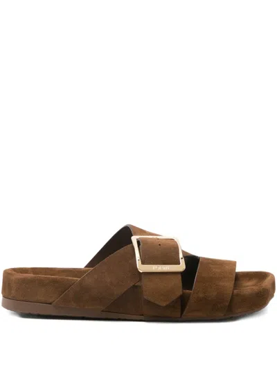 Loewe Slide Sandals With Asymmetric Round Toe In Brown
