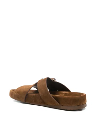 Loewe Slide Sandals With Asymmetric Round Toe In Brown