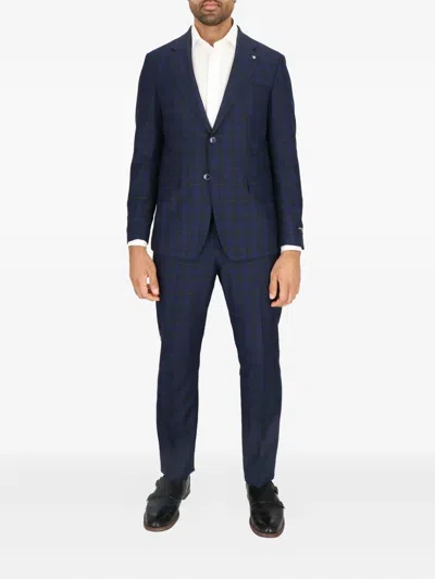 Scotch & Soda Regular Fit Navy Shadow Check Wool Suit
