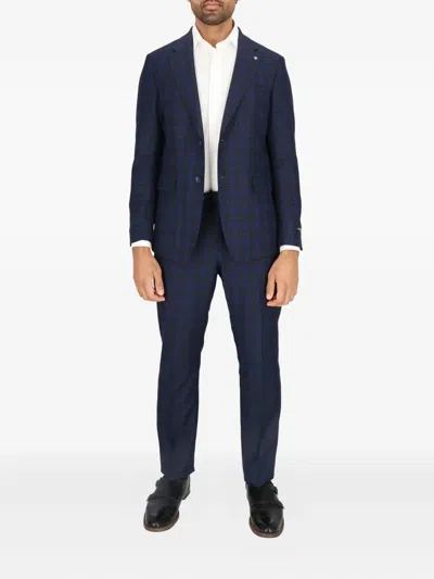 Scotch & Soda Regular Fit Navy Shadow Check Wool Suit