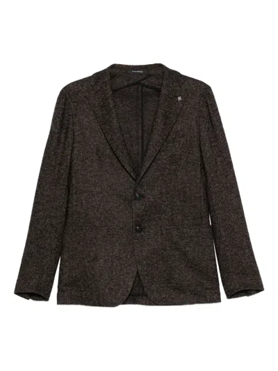 Tagliatore Herringbone-pattern Single-breasted Blazer In Gray