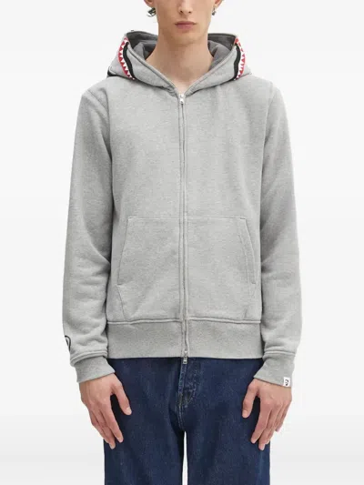 A Bathing Ape Shark-hooded Zip-up Sweatshirt In Gray