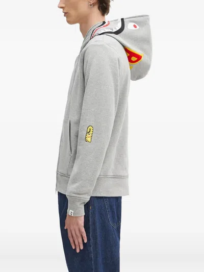 A Bathing Ape Shark-hooded Zip-up Sweatshirt In Gray