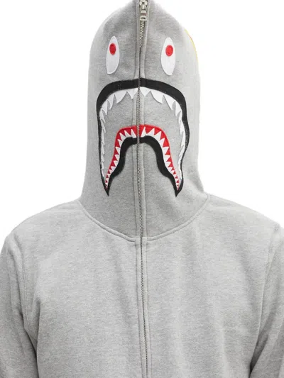 A Bathing Ape Shark-hooded Zip-up Sweatshirt In Gray