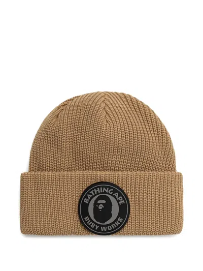 A Bathing Ape Logo-patch Ribbed Beanie