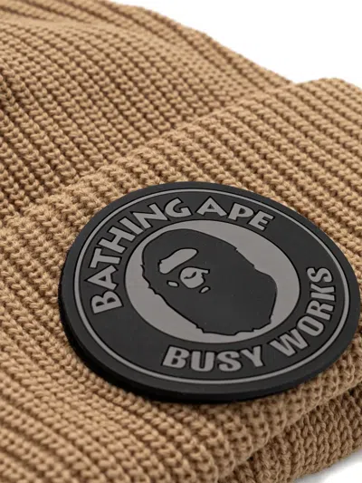 A Bathing Ape Logo-patch Ribbed Beanie