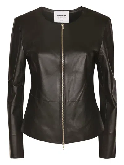 Sword 6.6.44 Zip-fastening Leather Jacket In Black