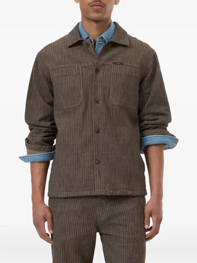 Closed Striped Shirt Jacket In Brown