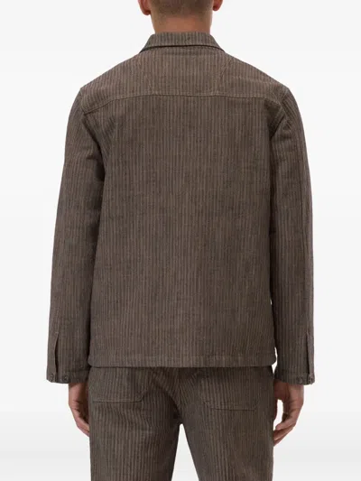 Closed Striped Shirt Jacket In Brown