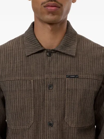 Closed Striped Shirt Jacket In Brown