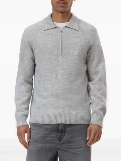 Closed Zip-front Sweater In Gray