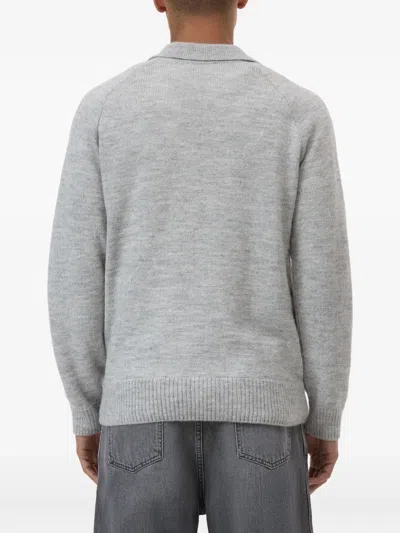 Closed Zip-front Sweater In Gray