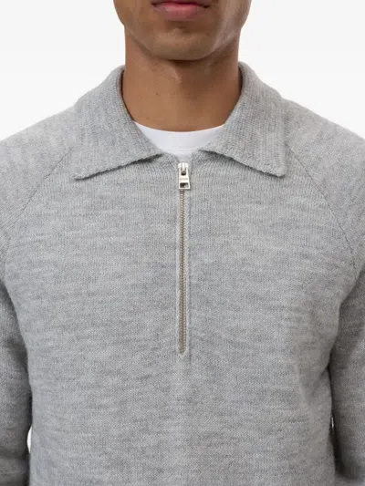 Closed Zip-front Sweater In Gray
