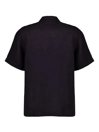 Frescobol Carioca Angelo Camp-collar Linen Shirt In Black