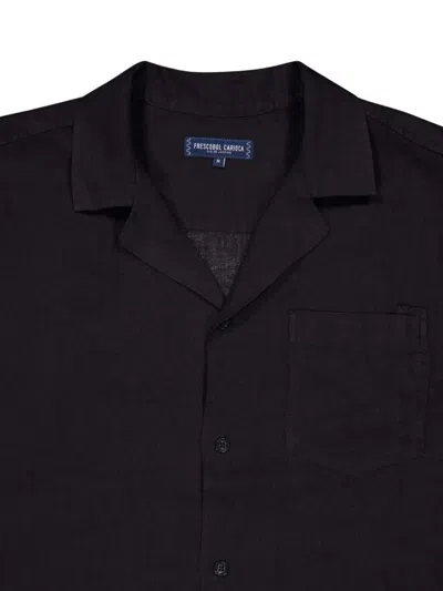 Frescobol Carioca Angelo Camp-collar Linen Shirt In Black