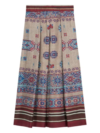 Pierre-louis Mascia Geometric-pattern Midi Skirt In White