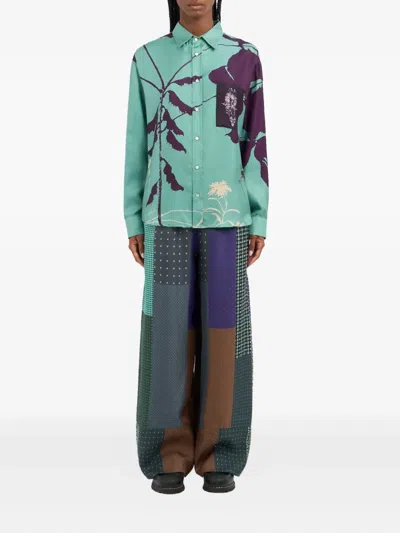 Pierre-louis Mascia Floral-print Pocket Shirt In Blue